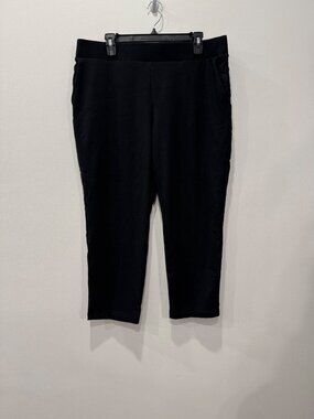 Pure Jill Women's Size L Black Affinity French Terry Slim Crop Pants w/ pockets